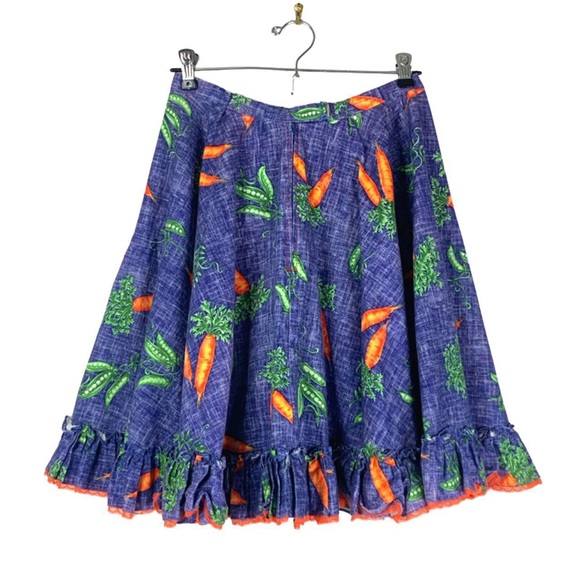 Handmade Peas + Carrots Cottage Core Denim print 2 pc Co Ord Top and Skirt Set - Picture 3 of 4